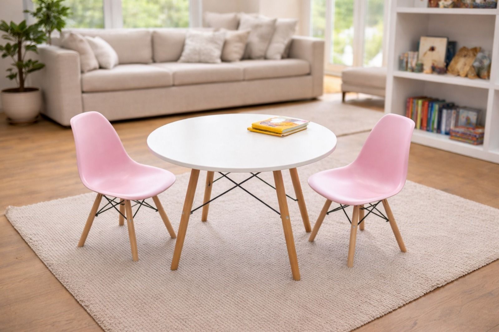 ASHER- Modern Kids Table & Chair 3pc Set – Light Pink
