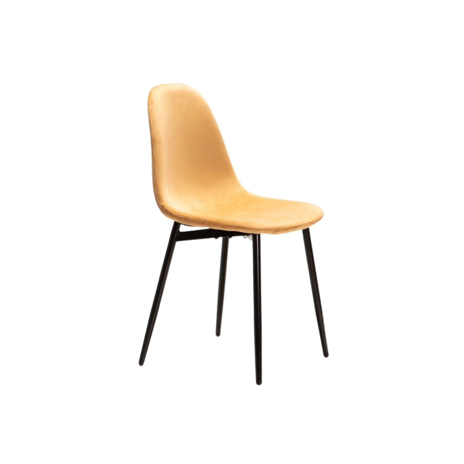 Velvet Upholstered Dining Chair with Metal Legs - Mustard