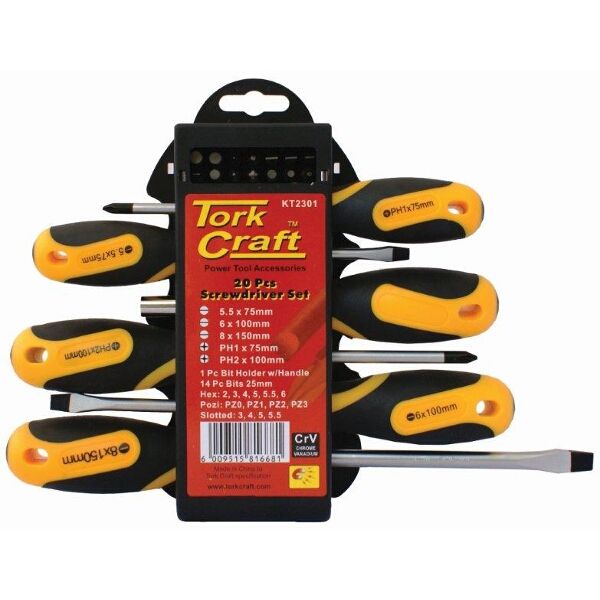 20Pc Screwdriver Set Includes Insert Bits