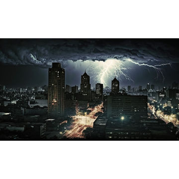 Canvas Wall Art - Canvas Wall Art- City Lightning with Clouds - B1185 - [120 x 80 cm]