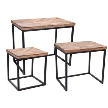 Mango Wood Side Tables - 3 Pieces - Stackable Design