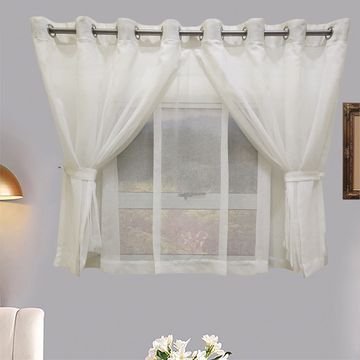Matoc Designs Curtain -Café Double Layer -Mystic Voile -Cream -Eyelet - 300cm W x 123cm H