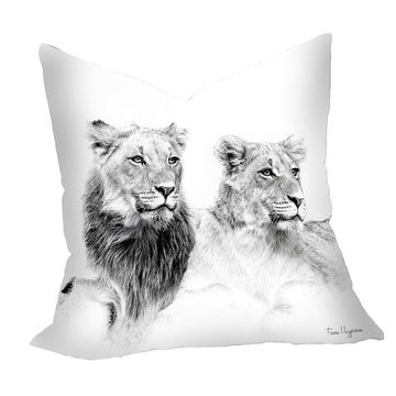 Lion leeu teenager black white Luxury Scatter By Fanie Heymans Large