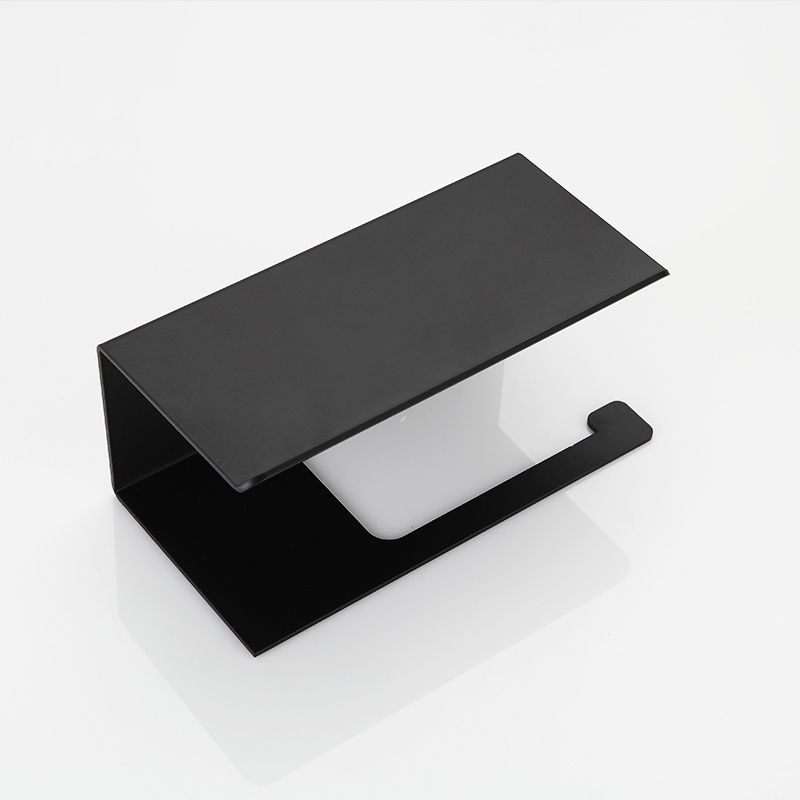 Wall Mounted Bathroom Storage Rack with Paper Holder Black ZJJ-170cm