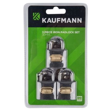 Kaufmann - Lock - Security - Steel - 30mm - 3 Piece - Bulk Pack of 3