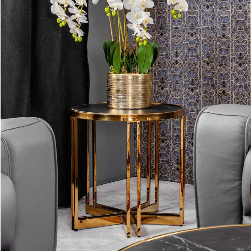 KC FURN April black marble Side Table
