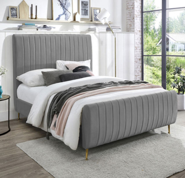 Avenna Sleigh Bed Queen -Grey