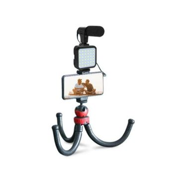 Vlogging Kit with Led Light Microphone and Tripod KIT