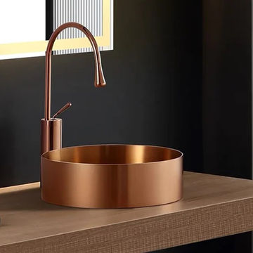 Avery Round Stainless Steel Wash Basin-Rose Gold