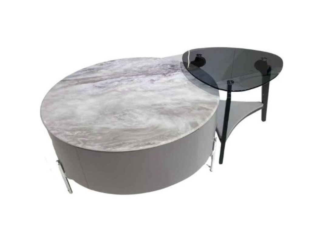 Grey Marble Glass Coffee Table