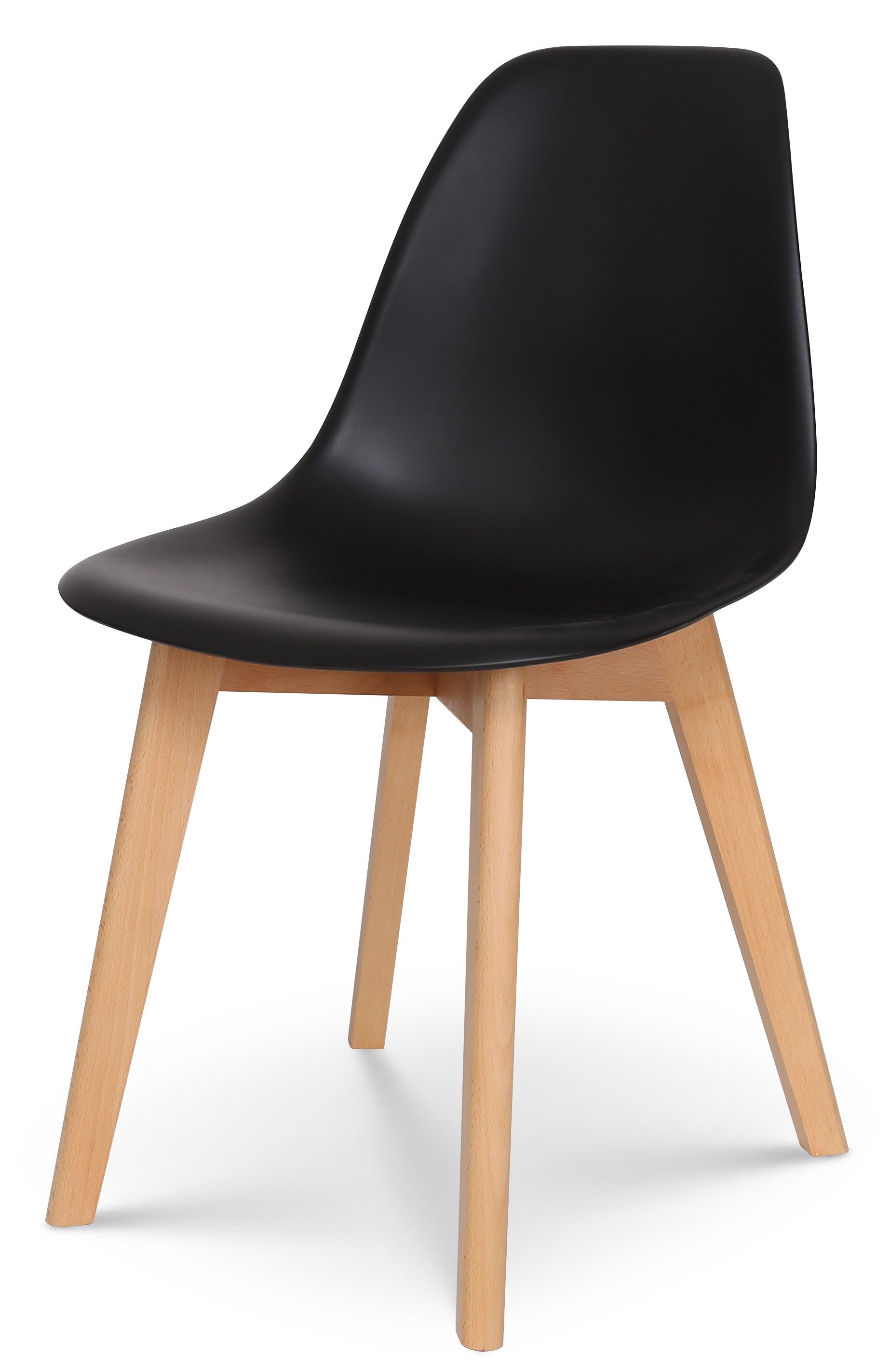 Black Plastic Dining Chair - Wooden Legs