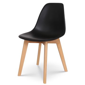 Black Plastic Dining Chair - Wooden Legs