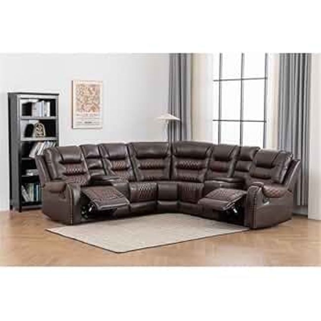 QandAHome-Kamira 6 Seater Genuine Leather Sofa
