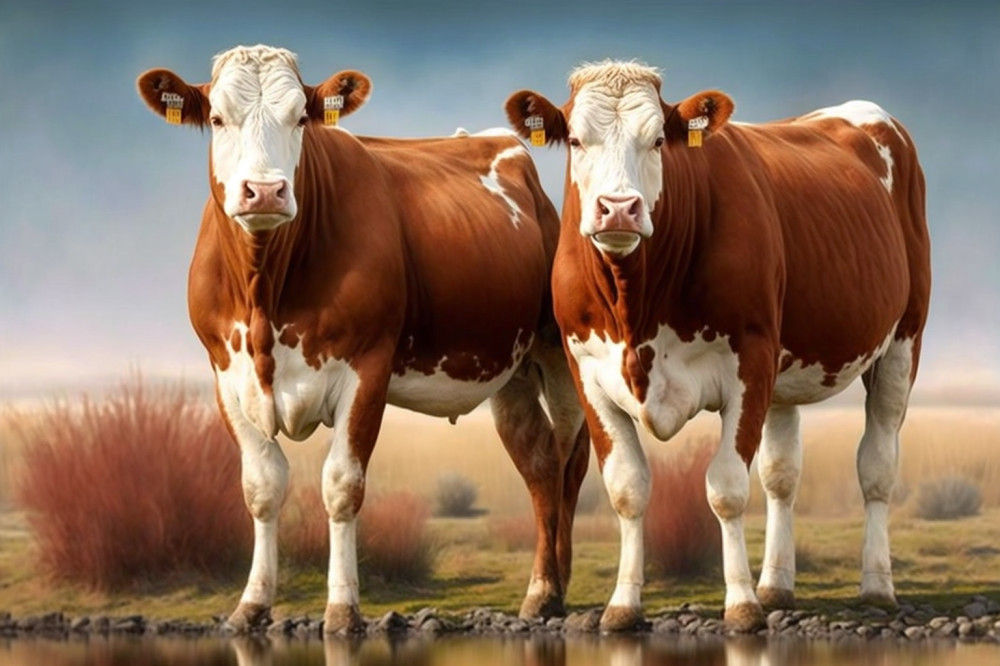 Canvas Wall Art - Two Bonsmara Cattle Standing - B1433 - [120 x 80 cm]