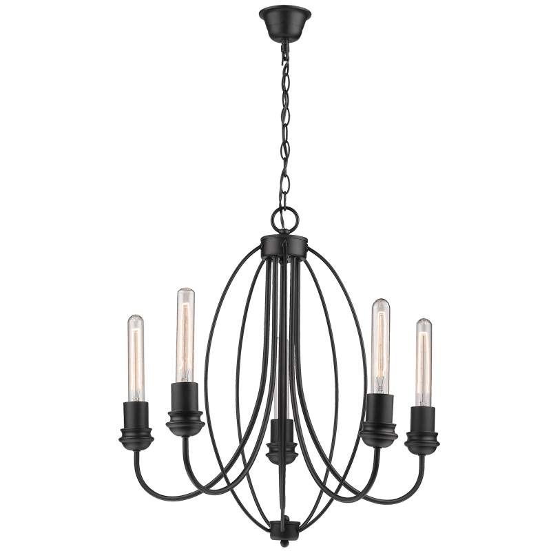 Metal Chandelier with Alabaster Glass