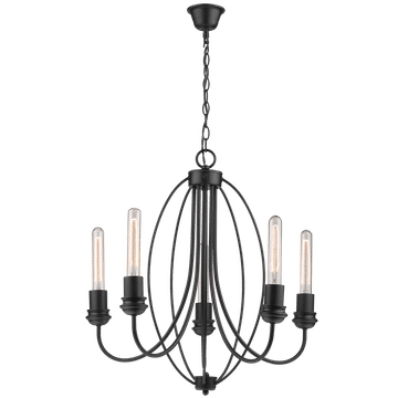 Metal Chandelier with Alabaster Glass