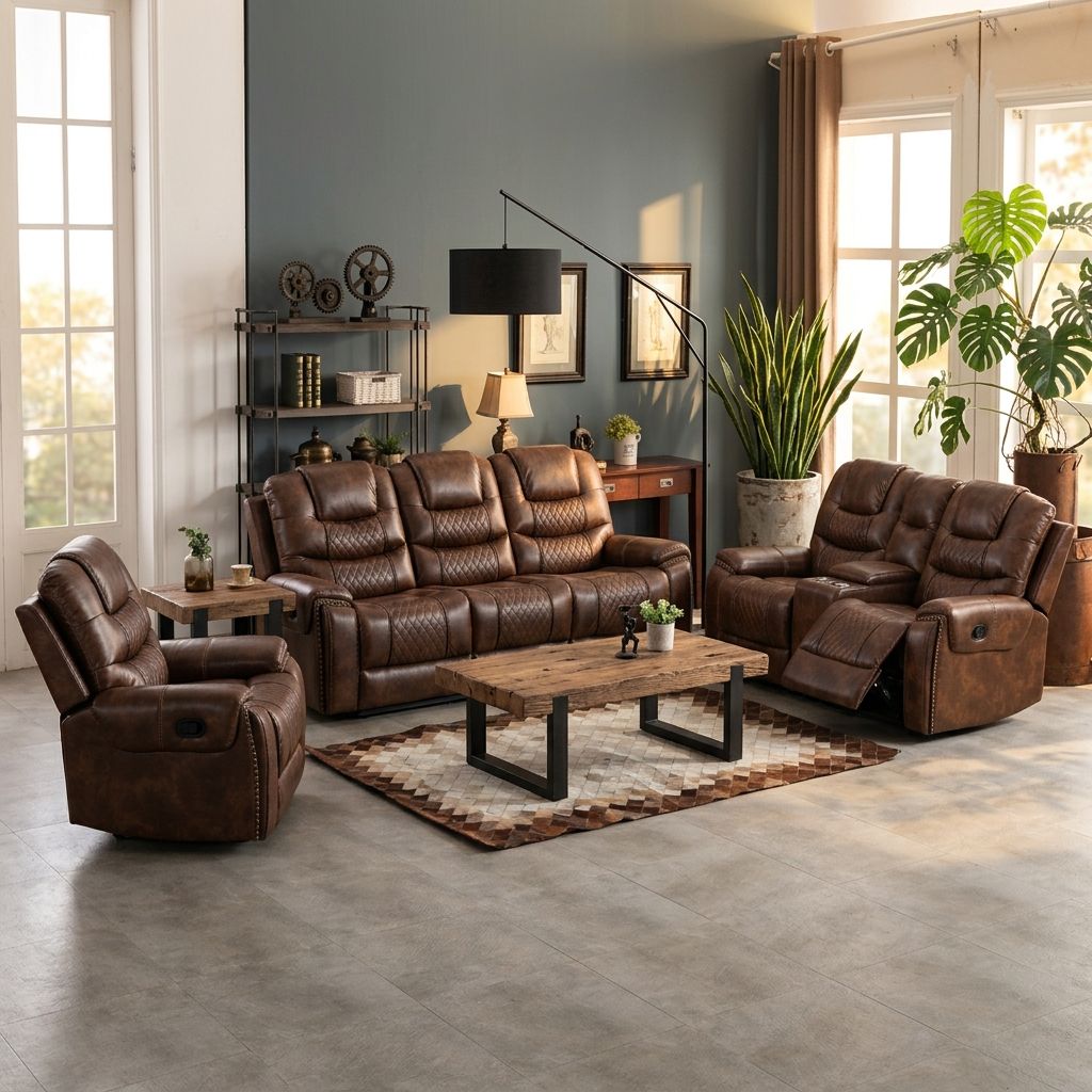 KC Furn - Franklin Faux Leather Recliner Sofa