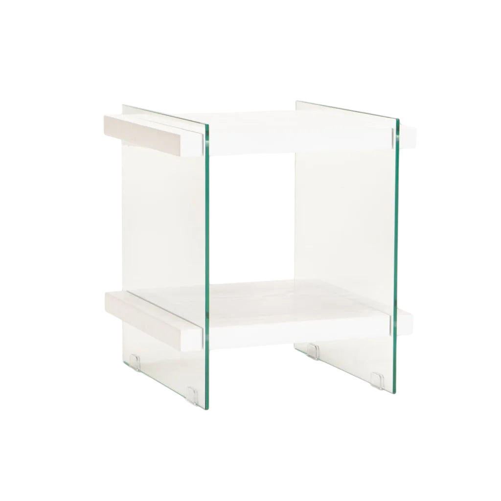 Vividitto - Juju 45x45cm 8MM Glass Side Table - White
