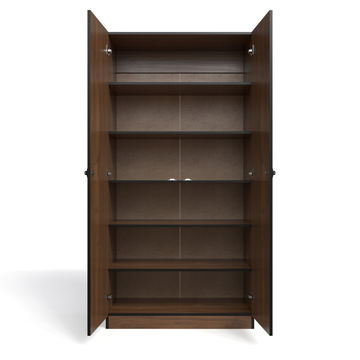 Price Cut - 2 Door Shelving Wardrobe - Brown Walnut