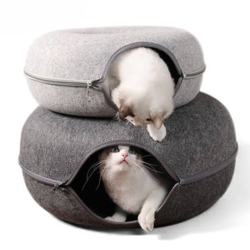 CozyCat Donut Cat House - Light Grey - Rex