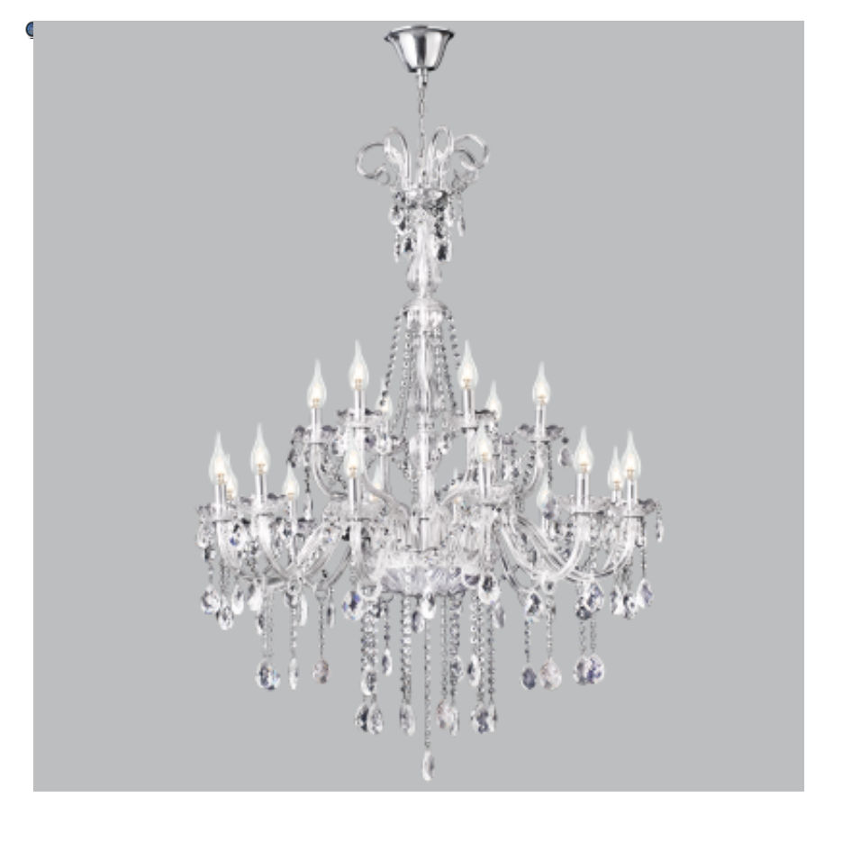 Polished Chrome Chandelier with Crystals