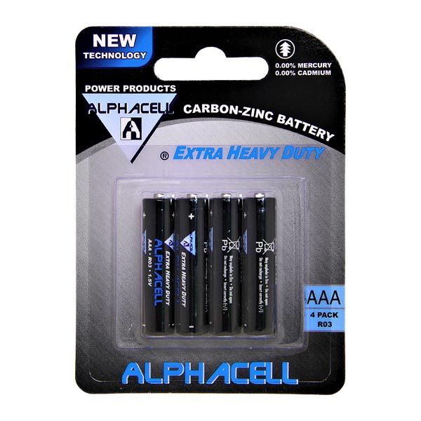 Zinc Carbon AAA - R03 4 pc CARDED
