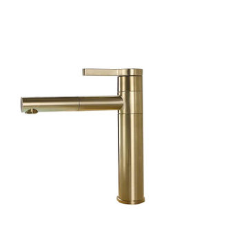 GBB007- Brushed Gold Short Round Basin Mixer