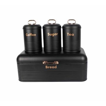 Homepro - 4Pc Retro Bread Bin Set - Black