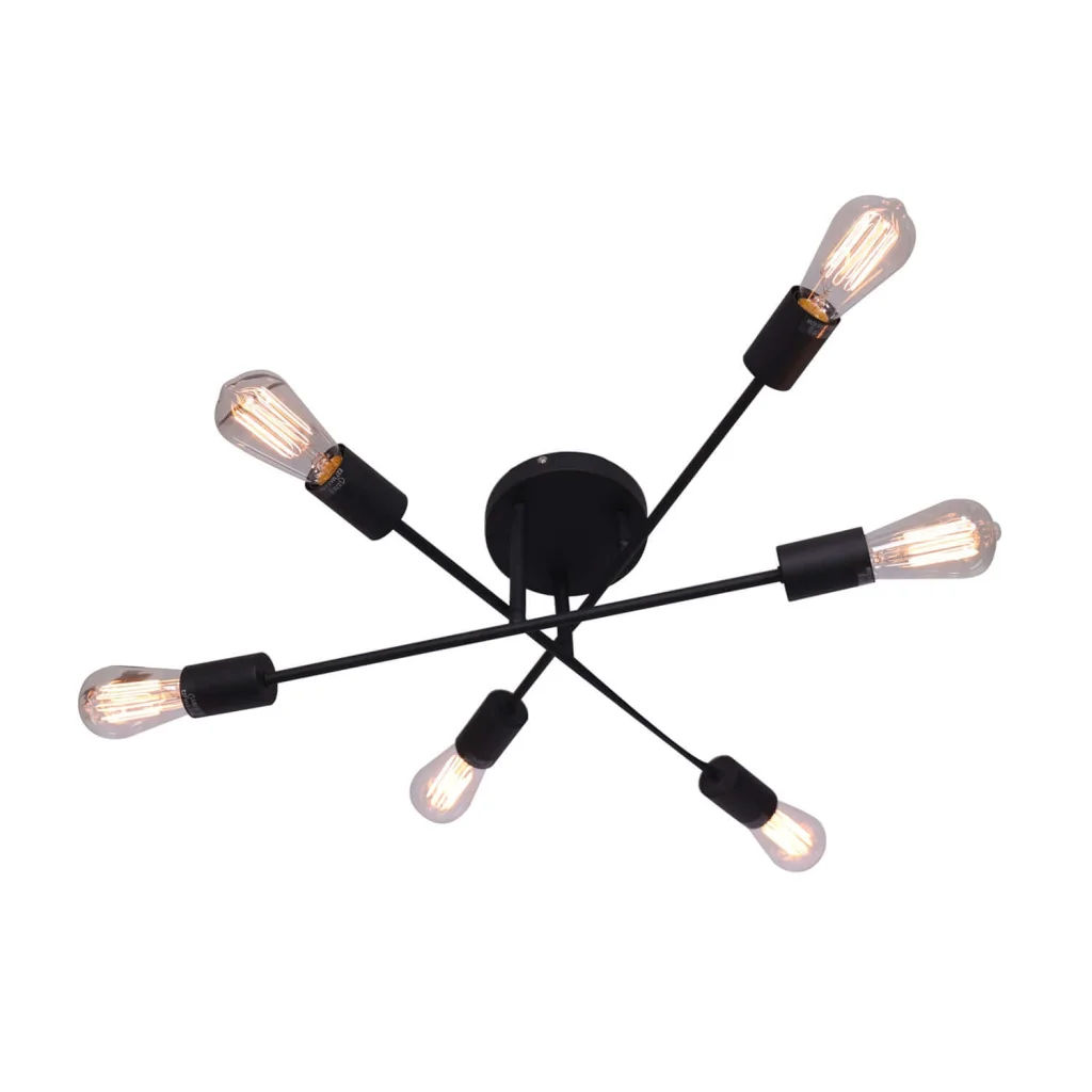 Vividitto - Aubergine Black Metal 6 Light  Chandelier