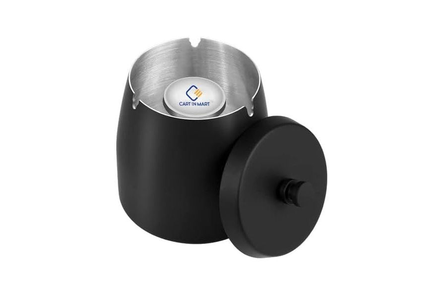 Ashtray With Lid For Cigarette Stainless Steel Smokeless Odorless Windproof - M