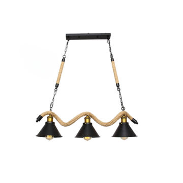 Vintage 3-Light Hemp Rope Pendant