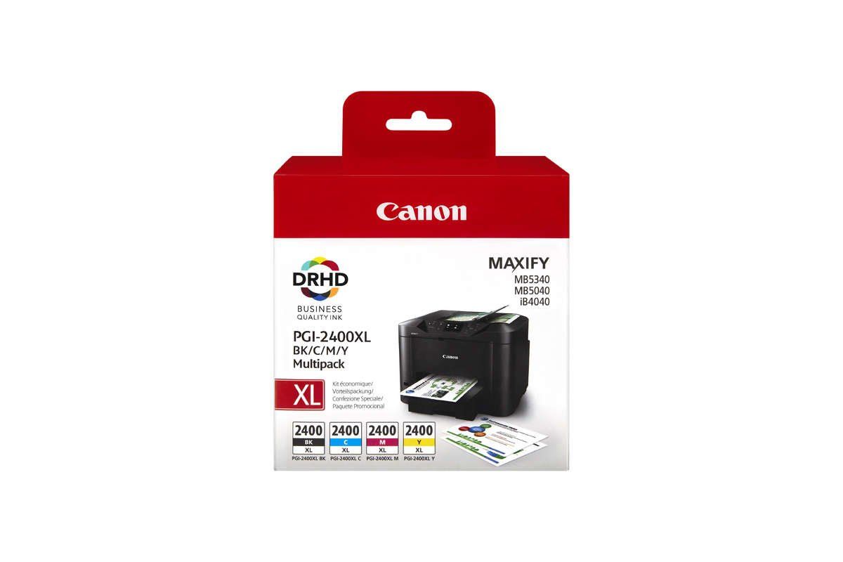 Canon 2400XL Black Cyan Magenta Yellow Original High Yield Ink Cartridge Multipack - PGI-2400XL