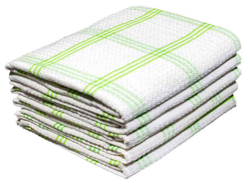 Multipurpose, Easy Fit, Absorbent Kitchen Towel - Design 2030 - 050x070cms - (05 Pc Pack) - Checks - Jasmine Green