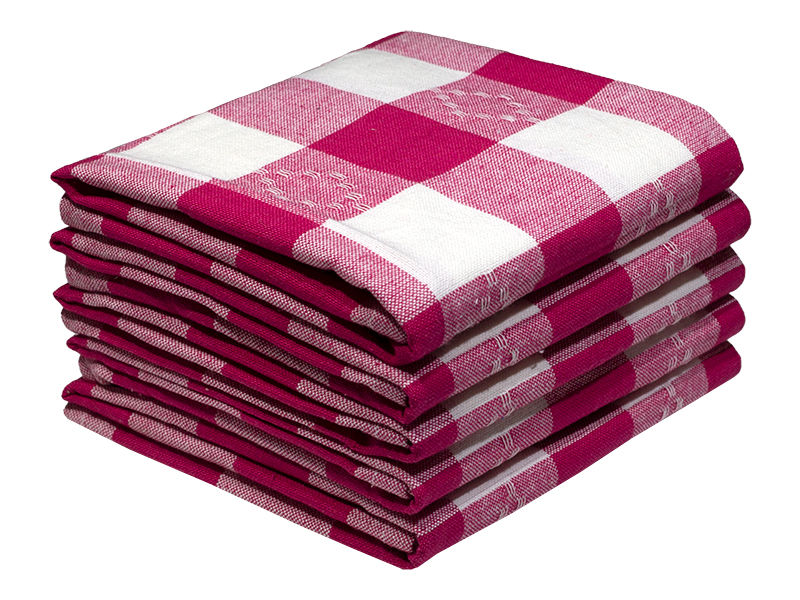 Multipurpose, Easy Fit, Absorbent Kitchen Towel - Design 2379 - 046x067cms - (05 Pc Pack) - Checks - Fuchsia Pink