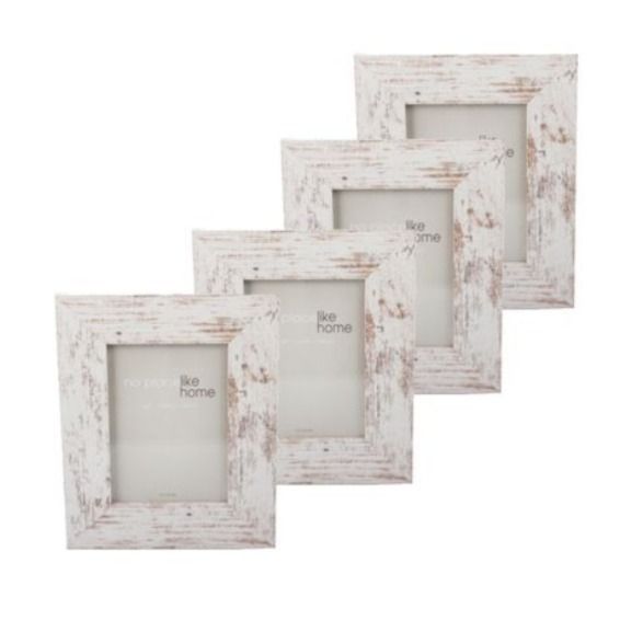 Photo Frames Distressed White - 4 Pack (13 x 18cm)