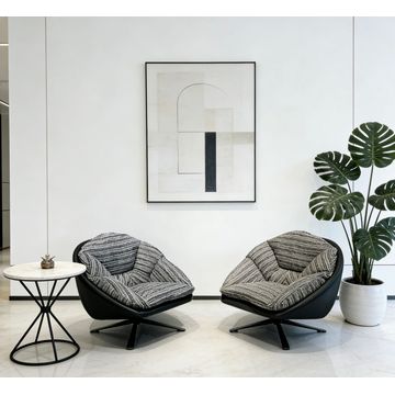 Faux Leather Swivel Sofa Chair, Living Room Swivel Lounge Chair, Upholstered Seat Mid Century Modern Armchair for Living Room for Living Room,Off-White