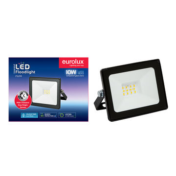 LED 10w Floodlight Black with Day Night Sensor - Box