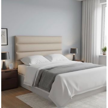 Wall mount Horizontal Panel Headboard- Velvet Material -King - Beige