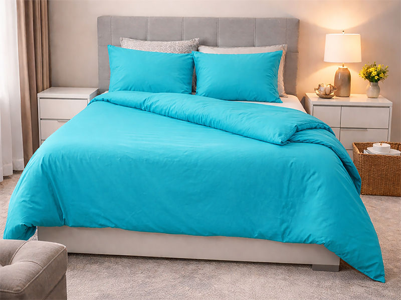 Everyday Collection Duvet Cover Set - Plain - 90GSM- (1Set) Peacock Blue - Single