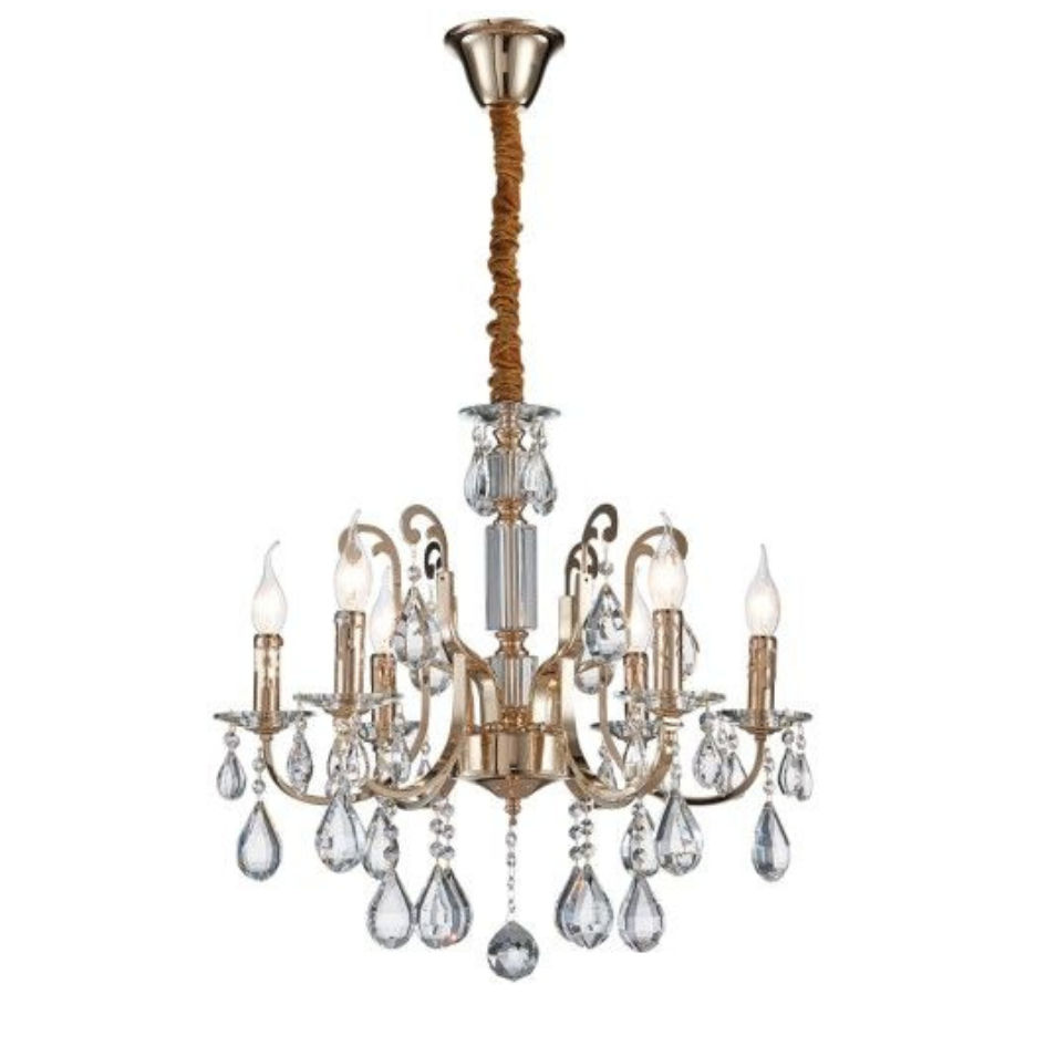 Iron     Clear Glass and Crystal Chandelier     15 x 60W SES