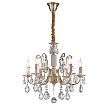 Iron     Clear Glass and Crystal Chandelier     15 x 60W SES