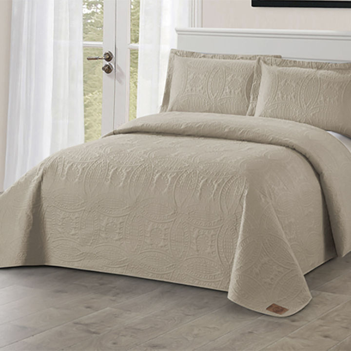 Pierre Cardin Decorative Quilt with Pillowcases – Khaki Tide