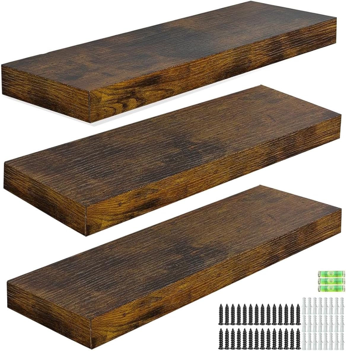 Wall Mounted Bathroom Floating Display Shelf Invisible Brackets-3 Shelves