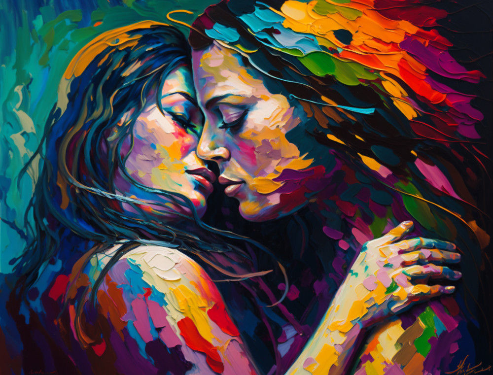 Canvas Wall Art - Canvas Wall Art: Passionate Embrace Abstract Painting - B1312 - [120 x 80 cm]