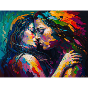 Canvas Wall Art - Canvas Wall Art: Passionate Embrace Abstract Painting - B1312 - [120 x 80 cm]
