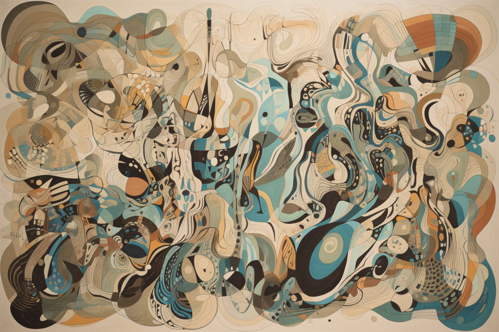 Canvas Wall Art - Flowing Lines and Organic Shapes - A1051 - [120 x 80 cm]