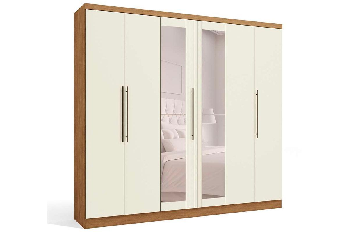 Francisco 6 Door Wardrobe -Cream/Brown