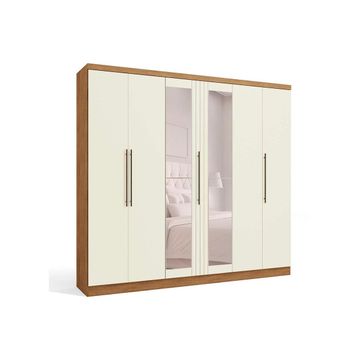 Francisco 6 Door Wardrobe -Cream/Brown