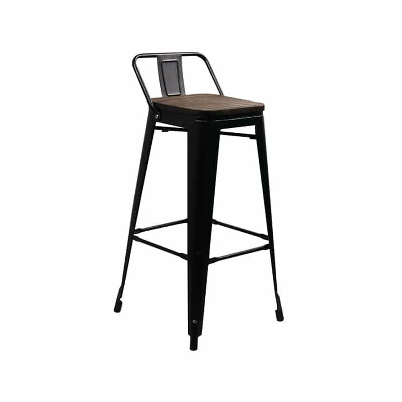 Vividitto - Replica Tolix Bar Chair With Wooden Seat - Black