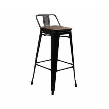 Vividitto - Replica Tolix Bar Chair With Wooden Seat - Black